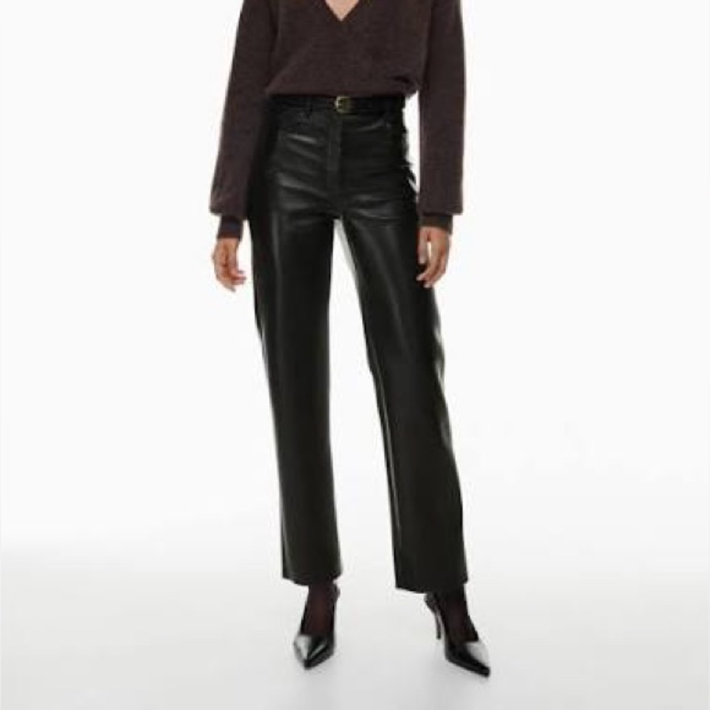 Aritzia Melina Black Leather Pants size 6